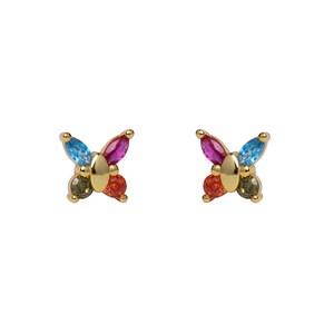 Tiny Multicolor Marquise Cz Butterfly Earrings butterfly stud earring Rainbow dainty earrings minimalist earrings tiny stud earrings image 2