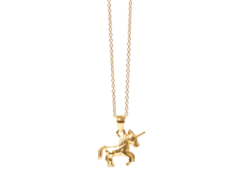 Unicorn Necklace Gold Unicorn Pendant Necklace Unicorn necklace for girls 925 Sterling silver Unicorn necklace for little girls image 2