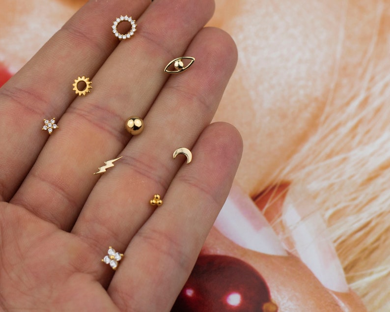 Tiny gold studs, Sun earrings studs, Dainty earrings, Tiny studs, Minimalist earrings, gold earrings, Delicate stud earrings, Gold studs image 9
