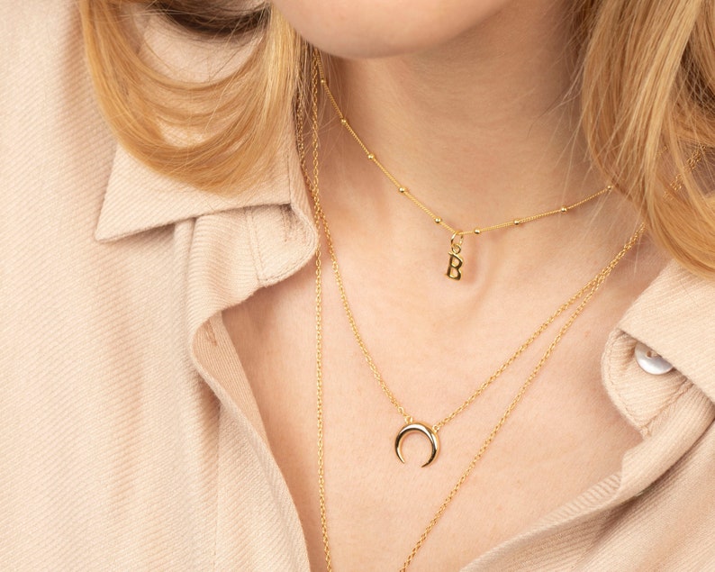 Moon necklace, Crescent moon necklace, Horn necklace, Tiny moon necklace, Dainty moon necklace, Gold moon necklace, Moon silver necklace image 1