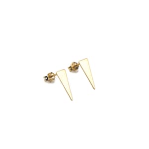 Triangle gold stud earrings, Upside down triangle stud earrings, Isosceles triangle earrings, Unisex earrings, 925 sterling silver earrings