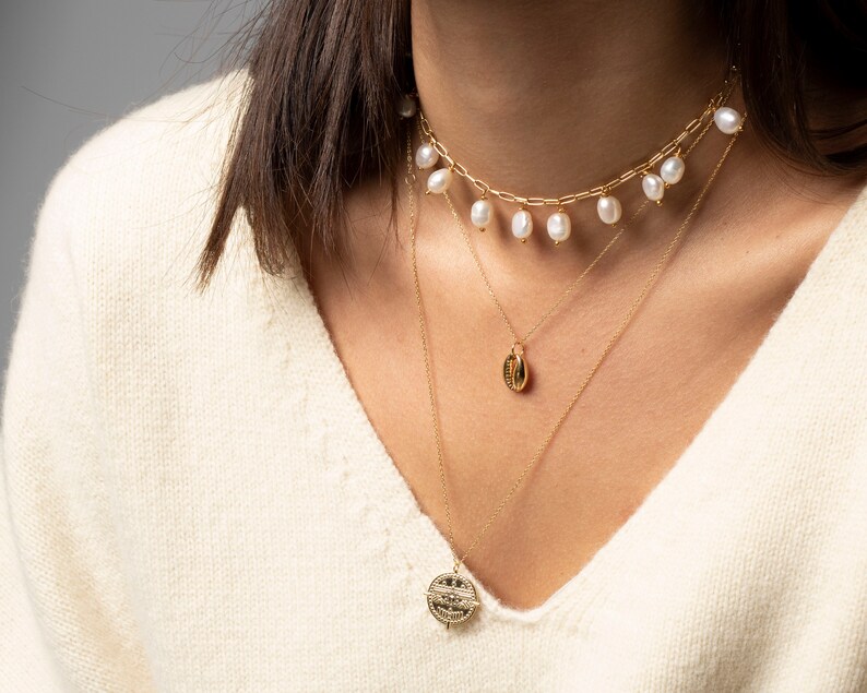 Pearl necklace Choker gold necklace Imitation pearl necklace Delicate necklace gold Dainty gold necklace Choker necklace with pearls