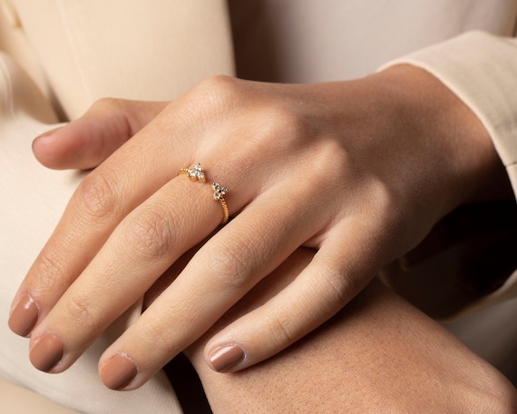 Braid cz ring Dainty open ring Gold minimalist ring Dainty ring Stacking ring Cz gold ring Stackable ring Minimal ring Tiny ring