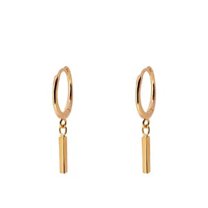 Bar dangle hoop earrings, Gold dainty hoops, Bar hoop earrings, Minimalist earrings, Dainty earrings, Minimalist jewelry, Silver 925 earring