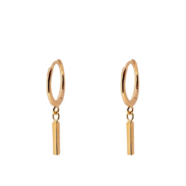 Bar baumeln Ohrringe, Gold zierliche Creolen, Bar Creolen, Minimalist Schmuck, Minimalist Schmuck, Silber 925 Ohrring