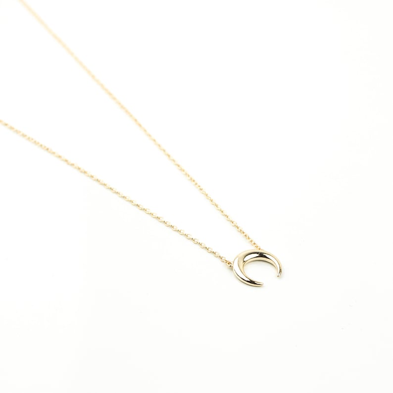 Moon necklace, Crescent moon necklace, Horn necklace, Tiny moon necklace, Dainty moon necklace, Gold moon necklace, Moon silver necklace image 2