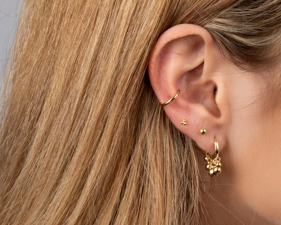 Delicate charm hoop earring deals