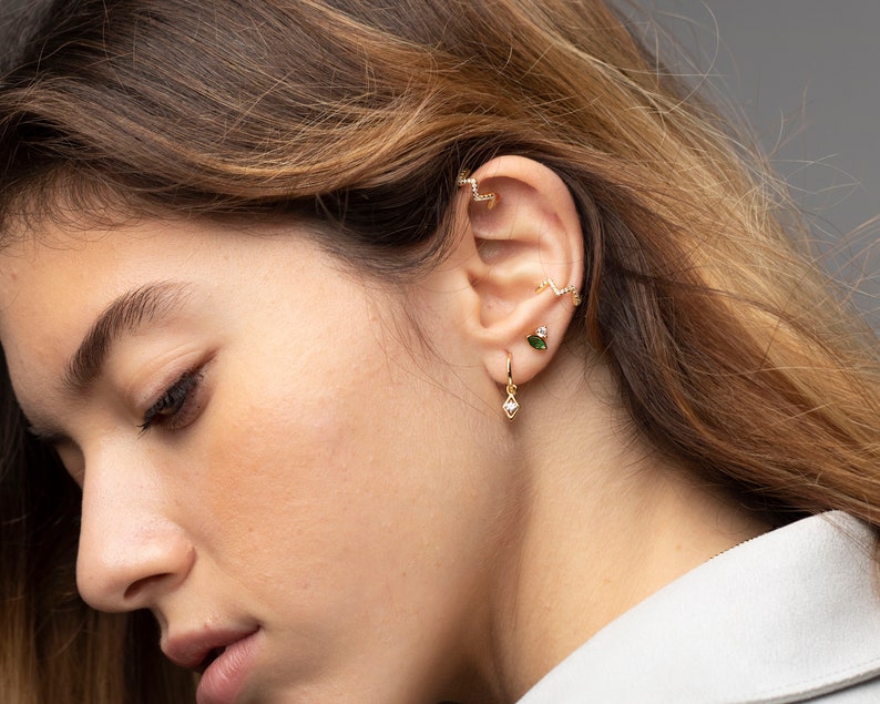 Dangle Hoop Earrings Charm Hoops Huggie Earrings Hoop Etsy