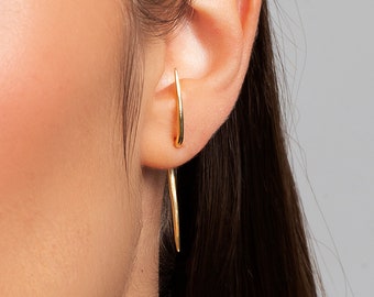 Spike ear jacket earrings, Double spike earrings gold, Multi position earrings, Minimalist earrings, Gold spike ear jacket, Silver spikes