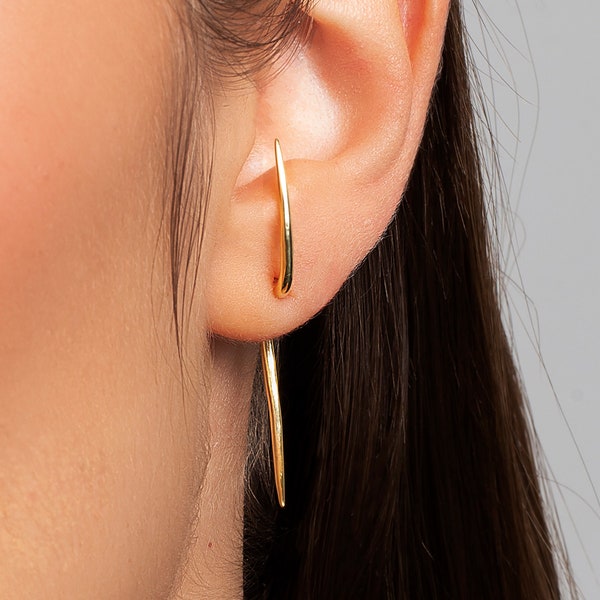 Spike ear jacket earrings, Double spike earrings gold, Multi position earrings, Minimalist earrings, Gold spike ear jacket, Silver spikes