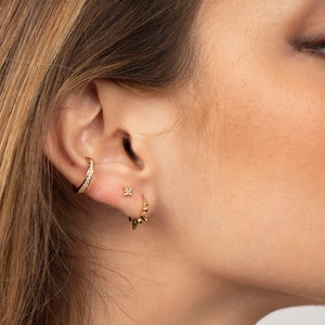 Non pierced conch ear cuff, Gold cz ear cuff, Huggie ear cuff, Dainty cz gold ear cuff, Minimalist ear cuff, Tiny ear cuff image 8