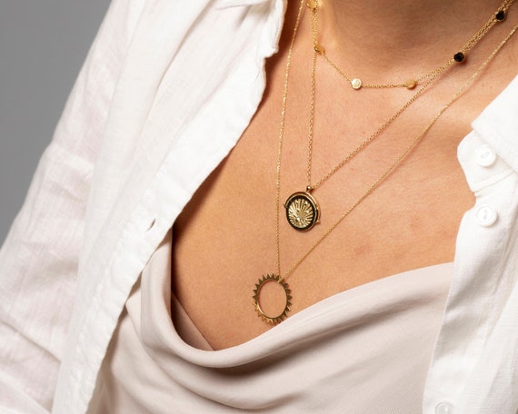 Medallion necklace gold Coin necklace Medallion pendant | Etsy