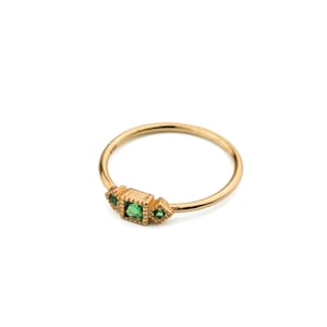 Emerald ring, Dainty ring, Gold ring, Silver ring, Gold emerald cz, Delicate ring, Minimalist ring, Promise ring, Engagement ring zdjęcie 2