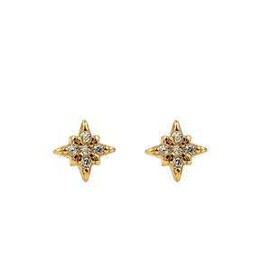 Tiny star cz earrings, North star gold studs, Star gold stud earrings, Dainty gold earrings, Tiny studs, Minimalist earrings, Dainty studs