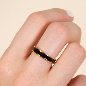 Enamel stacking ring, Pink enamel ring, Black enamel ring, White enamel ring, Purple enamel ring, 18k gold plated 925 sterling silver. image 8