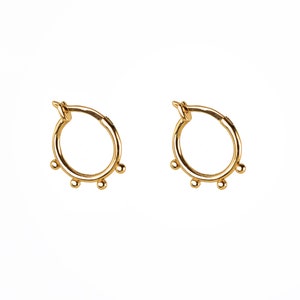 Beaded hoop earrings, Minimalist gold hoops, Dainty hoops, Tiny gold hoops, Small hoops, Sterling silver hoop earrings, Minimalist jewelry