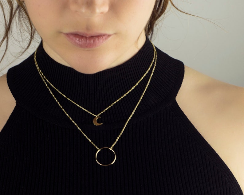 Moon 18k gold necklace, crescent moon necklace, Dainty moon necklace, Minimalist necklace, Delicate moon necklace, Simple moon necklace image 6