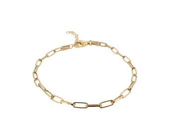 Dainty Box Chain Bracelet: 18k Gold Plated Sterling Silver