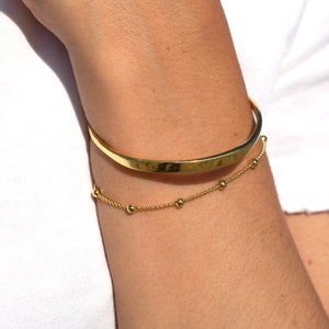 Dainty and minimalist bangle bracelet, Cuff bracelet, 18k gold plated 925 silver bracelet, Personalized gift, Personalised cuff bracelet image 10