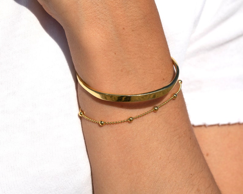 Dainty and minimalist bangle bracelet, Cuff bracelet, 18k gold plated 925 silver bracelet, Personalized gift, Personalised cuff bracelet image 10