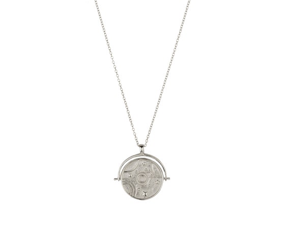 Spinner Medallion Necklace Orbit Necklace Satellite Necklace Medallion Necklace Dainty Necklace Coin Necklace Spinner Gold Necklace