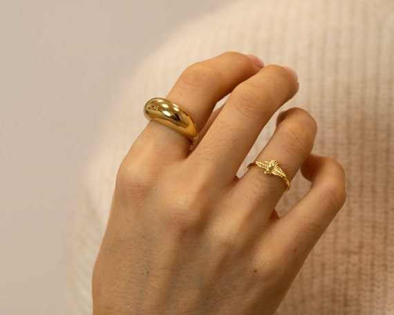 Dome Ring, 925 Sterling Silver Dome Ring, Gold Dome Ring