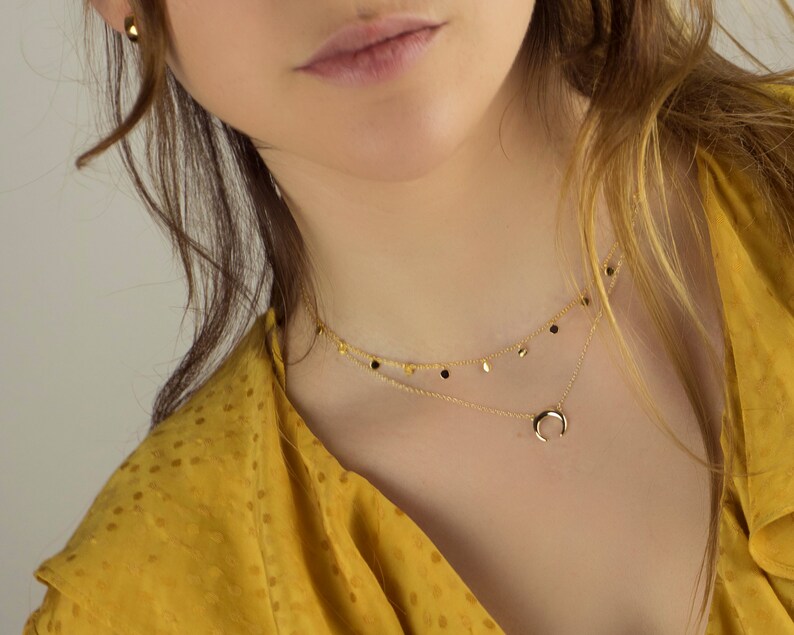 Moon necklace, Crescent moon necklace, Horn necklace, Tiny moon necklace, Dainty moon necklace, Gold moon necklace, Moon silver necklace image 5