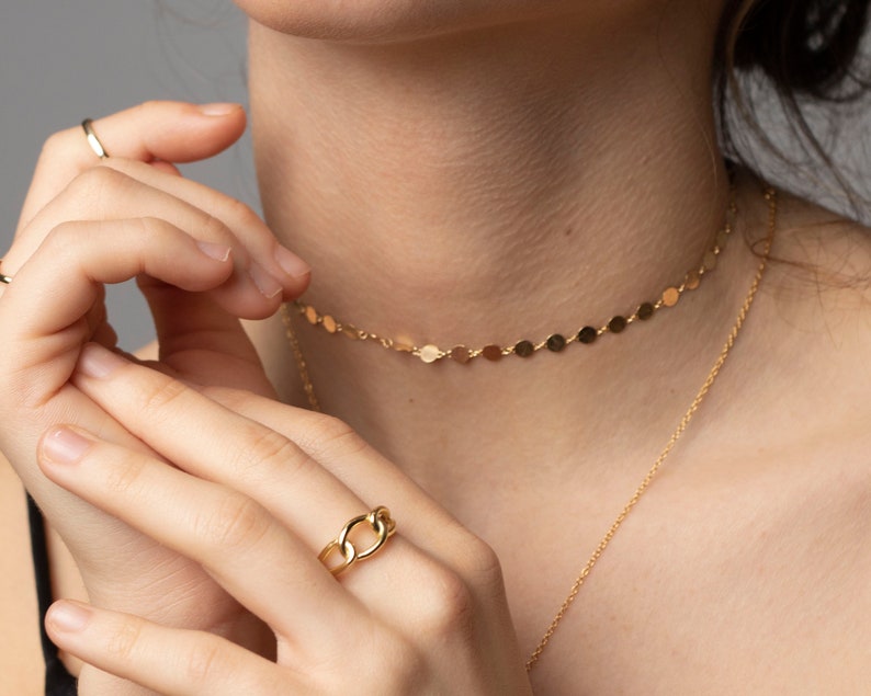 Gold chain ring 18k gold chain ring Sterling silver chain Etsy