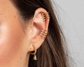 Orecchini Pendenti HZMAN In Argento Placcato Oro 14K | Con Cristalli E Zirconi, Design Floreale, Ipoallergenici