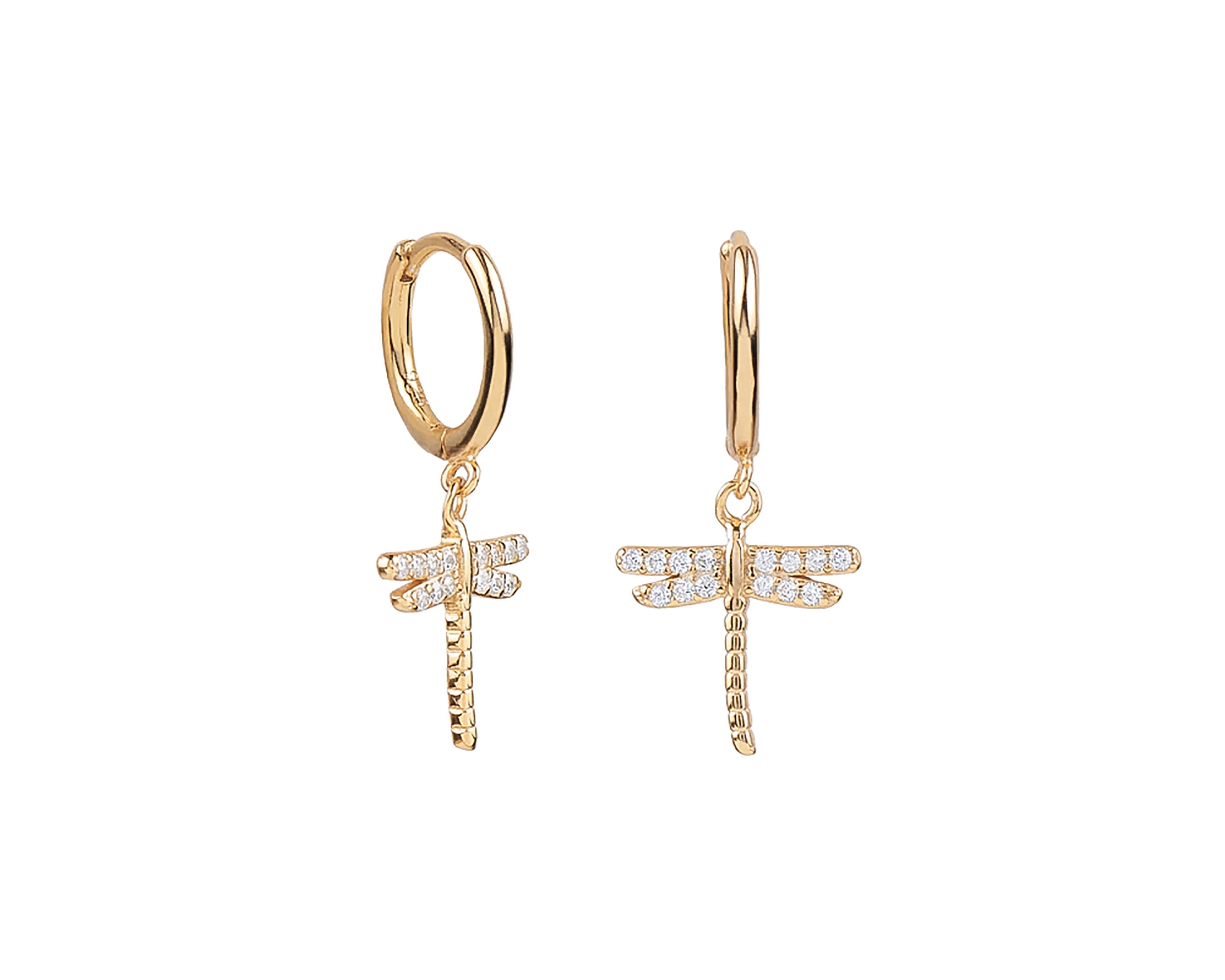 Dragonfly Earrings, Dainty Hoop Earrings With Dragon-fly
