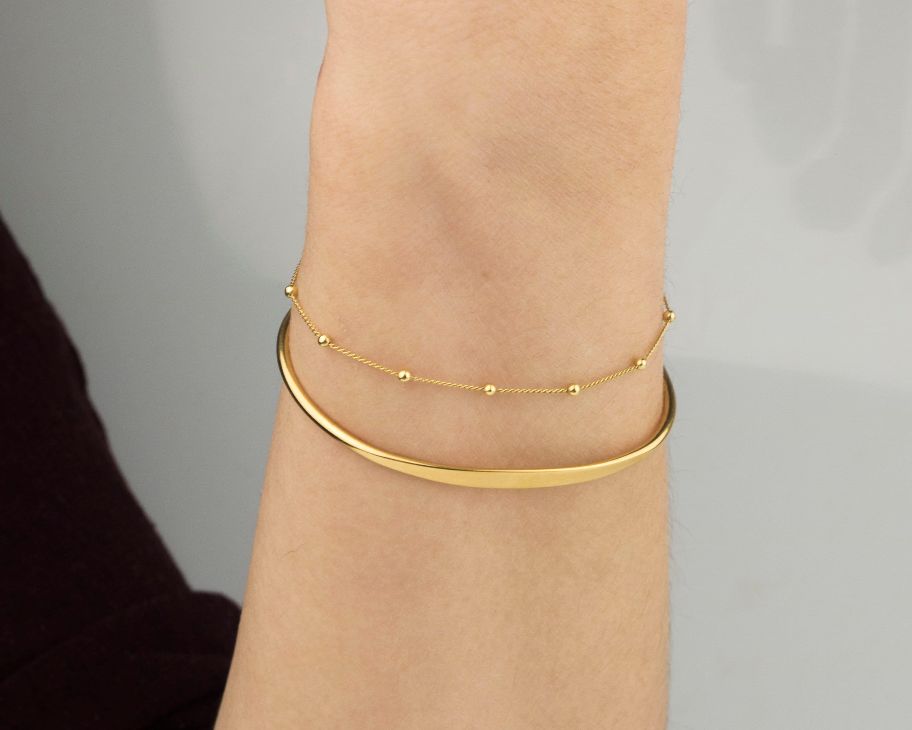 Ball Chain Bracelet Gold Bracelet 925 Sterling Silver Bracelet