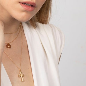 Cross necklace, Gold cross necklace, Dainty cross necklace, Minimalist necklace, Layering necklace, Dainty necklace, Religious necklace image 7