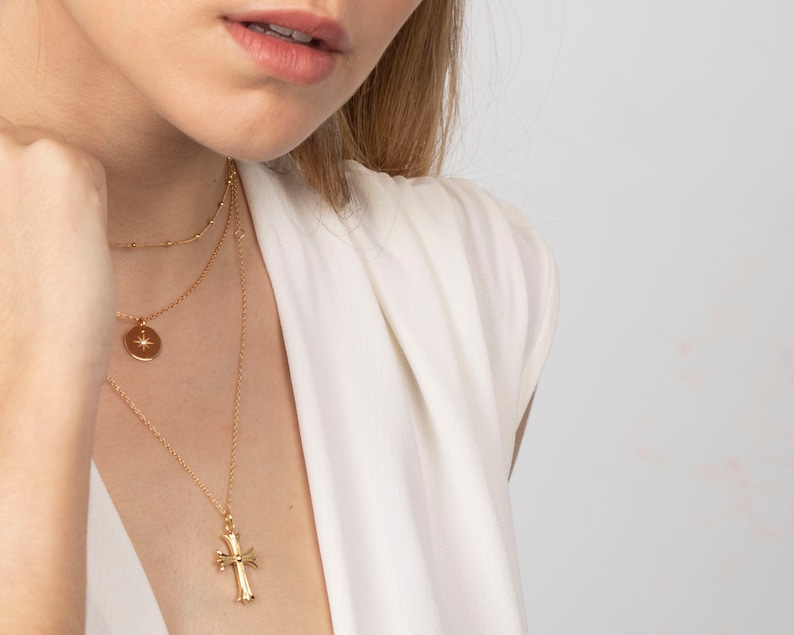 Cross necklace, Gold cross necklace, Dainty cross necklace, Minimalist necklace, Layering necklace, Dainty necklace, Religious necklace image 7