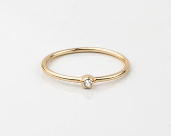 Sierlijke gouden ring, Engagement gouden cz ring, Verlovingsring, Cz zilveren ring, Minimalistische ring, Sierlijke sieraden, Minimalistische sieraden