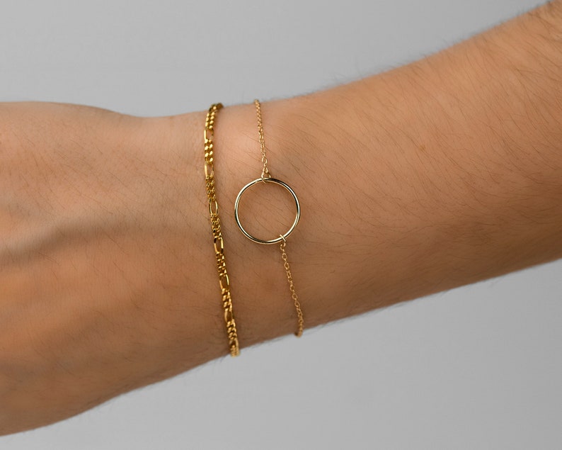 Circle gold bracelet, Minimalist bracelet, Dainty bracelet, Everyday bracelet, Dainty gold bracelet, Tiny bracelet, Thin silver bracelet image 3