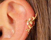 アクセサリー GARNI Vine Pattern Ear Cuff - L - GOLD 4pcs Flower Ear Cuff Studs, 18K Gold Plated Brass, CZ Pave