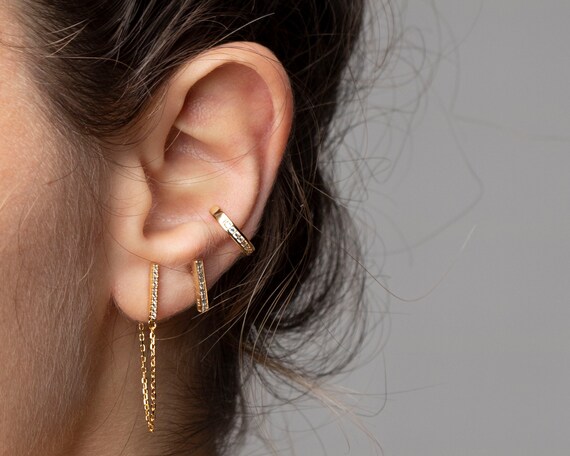 925 Sterling Silver CZ Bar Dangle Post Earrings