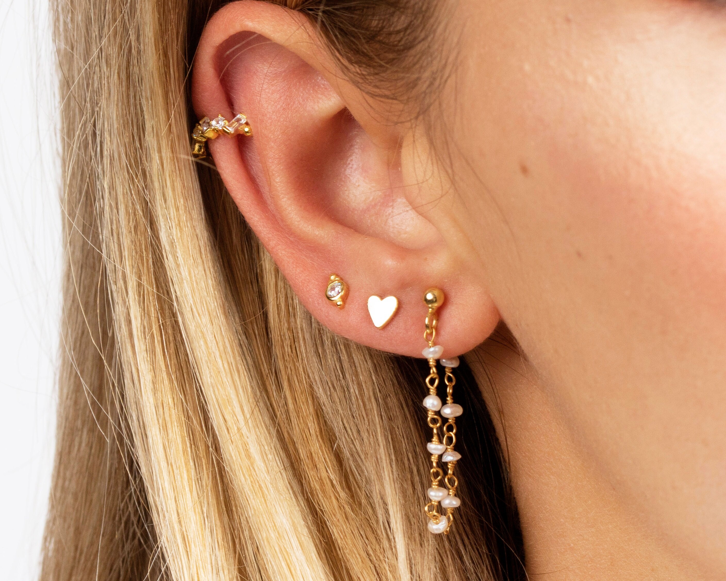 Dangle Freshwater Pearl Ear Jacket Earrings: Sterling Silver
