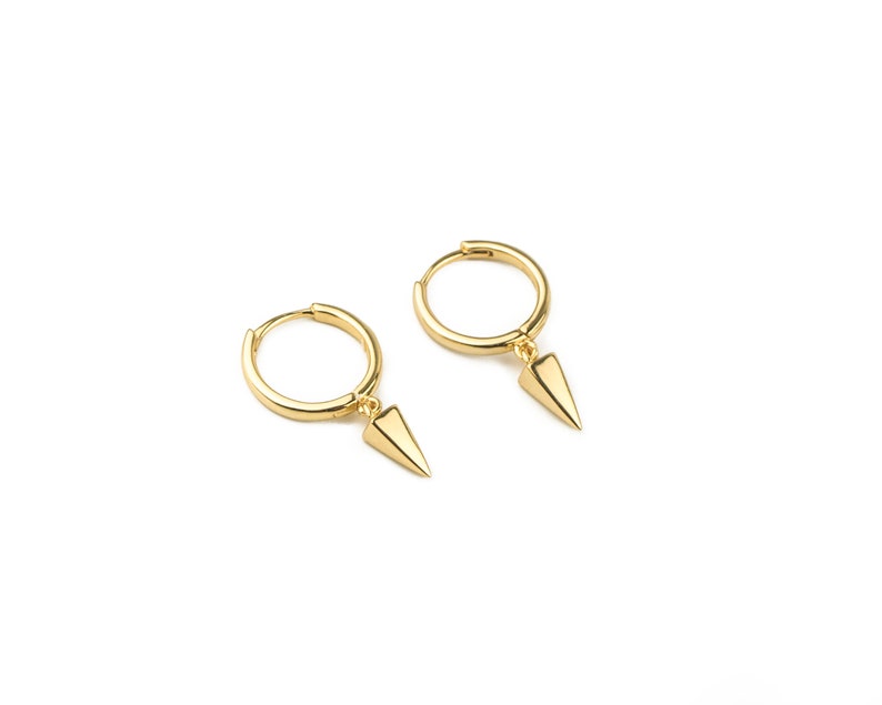 Dainty Gold Spike Earrings Spike Charm Hoops Hoop Earrings - Etsy