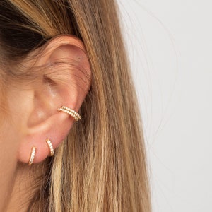 Tiny gold ear cuff, Dainty cuff, Conch cz ear cuff, Huggie cz ear cuff, Non pierced cz ear cuff, Dainty ear cuff, Gold ear cuff, Conch cz image 8