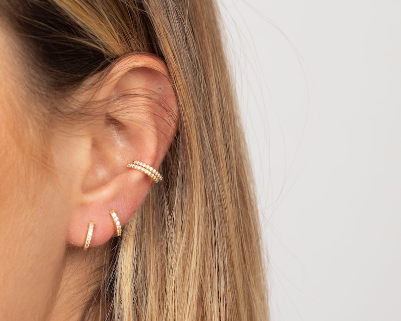 Tiny gold ear cuff, Dainty cuff, Conch cz ear cuff, Huggie cz ear cuff, Non pierced cz ear cuff, Dainty ear cuff, Gold ear cuff, Conch cz image 8