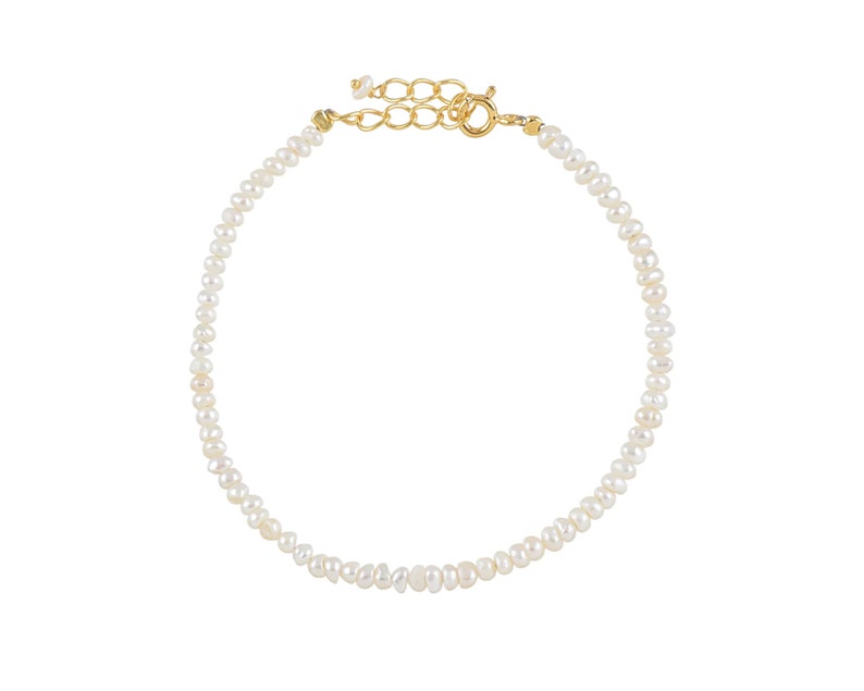 Freshwater pearl bracelet, Gold pearl bracelet, Dainty gold Bracelet, Bead Pearl bracelet for women, Summer jewelry, Pearl Anklet image 3