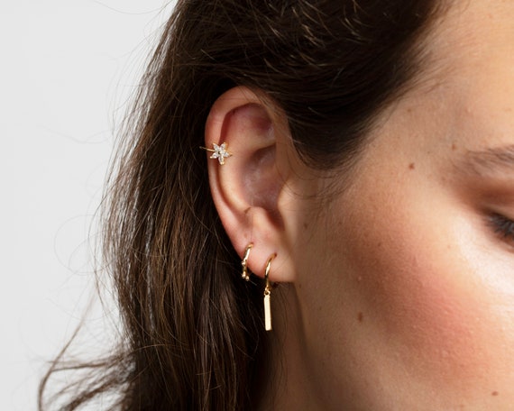 Bar and hoop earrings discount