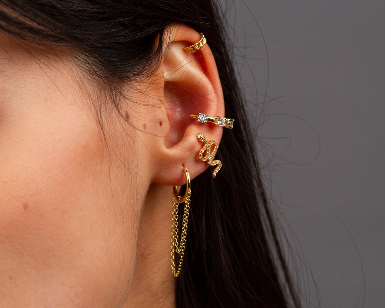 Chain Gold Ear Cuff Non Pierced Ear Cuff Chain Ear Cuff Etsy UK