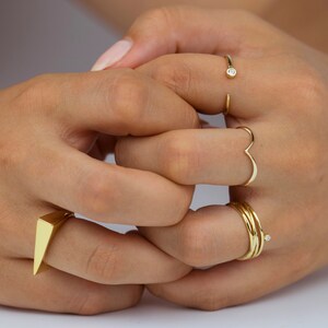 V gold ring, Dainty gold ring, Minimalist V silver ring, Stacking gold ring, Thin gold ring, V band ring, Simple stacking ring, Silver ring image 3