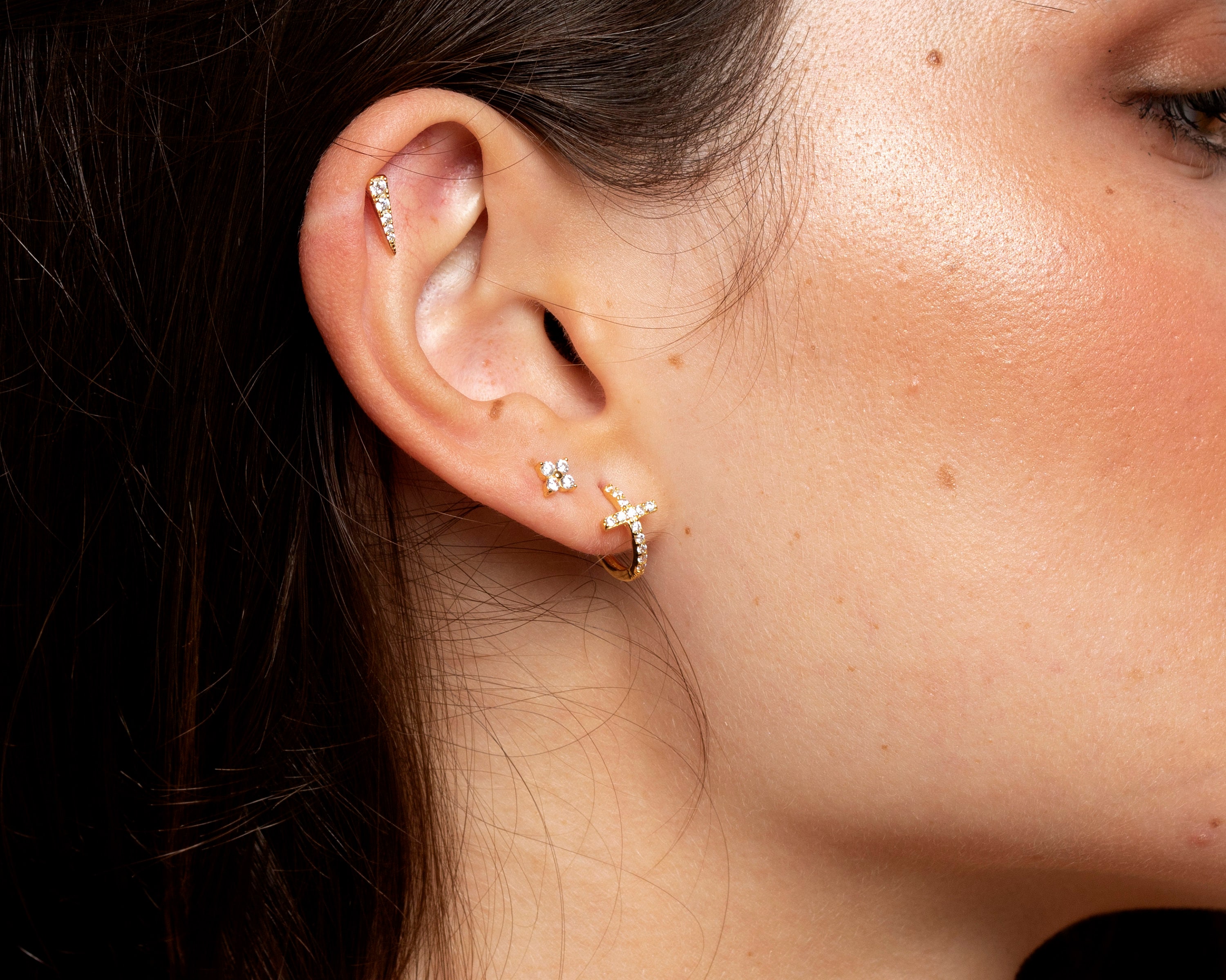 Cross cz hoop earrings, Pave cross hoops, Dainty earrings, Cz gold hoops, Cz silver hoops, Hoop earrings, Huggie earrings, Tiny earrings