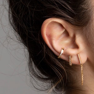 Non pierced conch ear cuff, Gold cz ear cuff, Huggie ear cuff, Dainty cz gold ear cuff, Minimalist ear cuff, Tiny ear cuff image 9