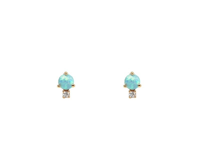 Opal earrings, Stud earrings, Dainty stud earrings, Minimalist earrings, Cz Opal earrings, Tiny studs, Minimalist jewelry, Dainty studs image 2