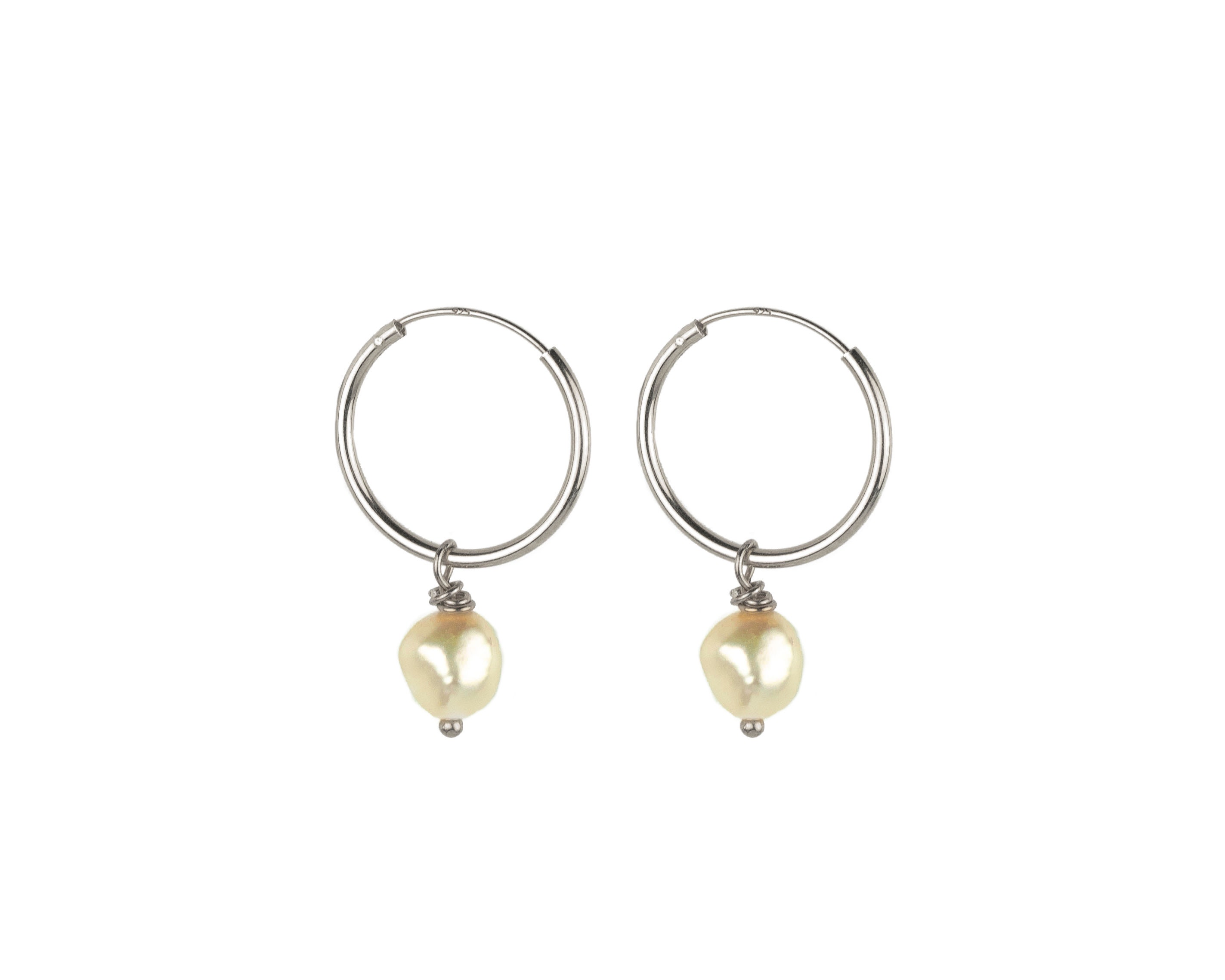 Pearl Hoop Earrings Gold Freshwater Pearl Earrings 20mm - Etsy