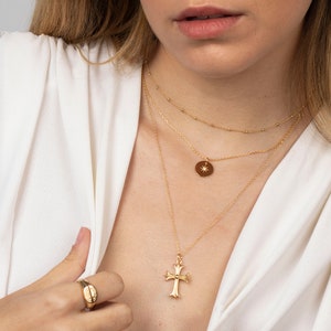 Cross necklace, Gold cross necklace, Dainty cross necklace, Minimalist necklace, Layering necklace, Dainty necklace, Religious necklace image 6